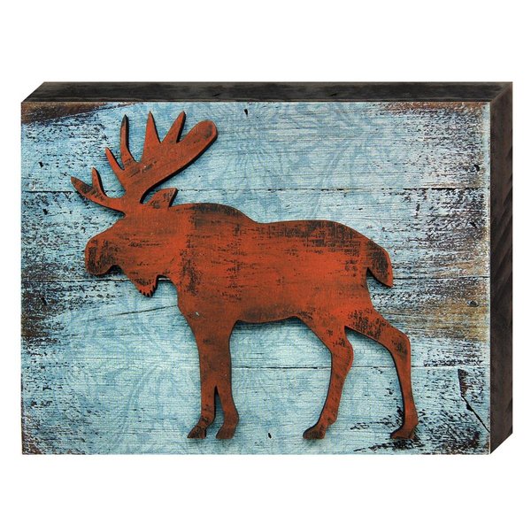 Designocracy Vintage Moose Art on Board Wall Decor UV Protective Coat 9822212